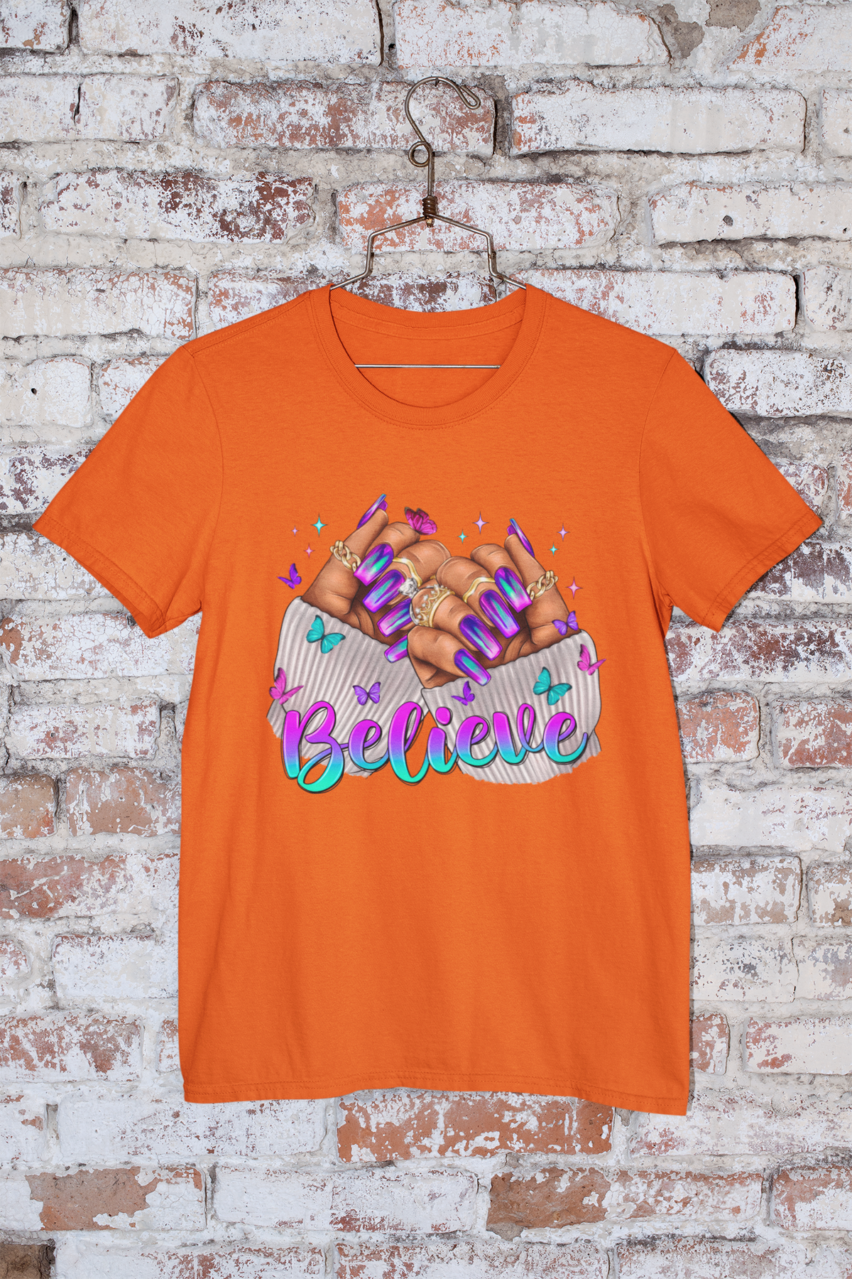 Believe Nails Night Blue Crew Neck Tee