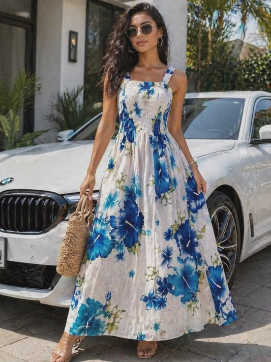 Floral Smocked Midi Dress